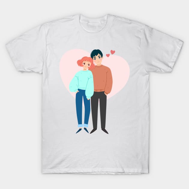 Young couple in love. Happy Valentine`s day T-Shirt by lili.magic.art